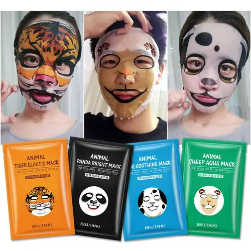 Mascarilla facial de animales, mascarilla de hoja hidratante profunda, Control de aceite, ilumina el tratamiento de la piel, máscara divertida coreana de Panda Tigre