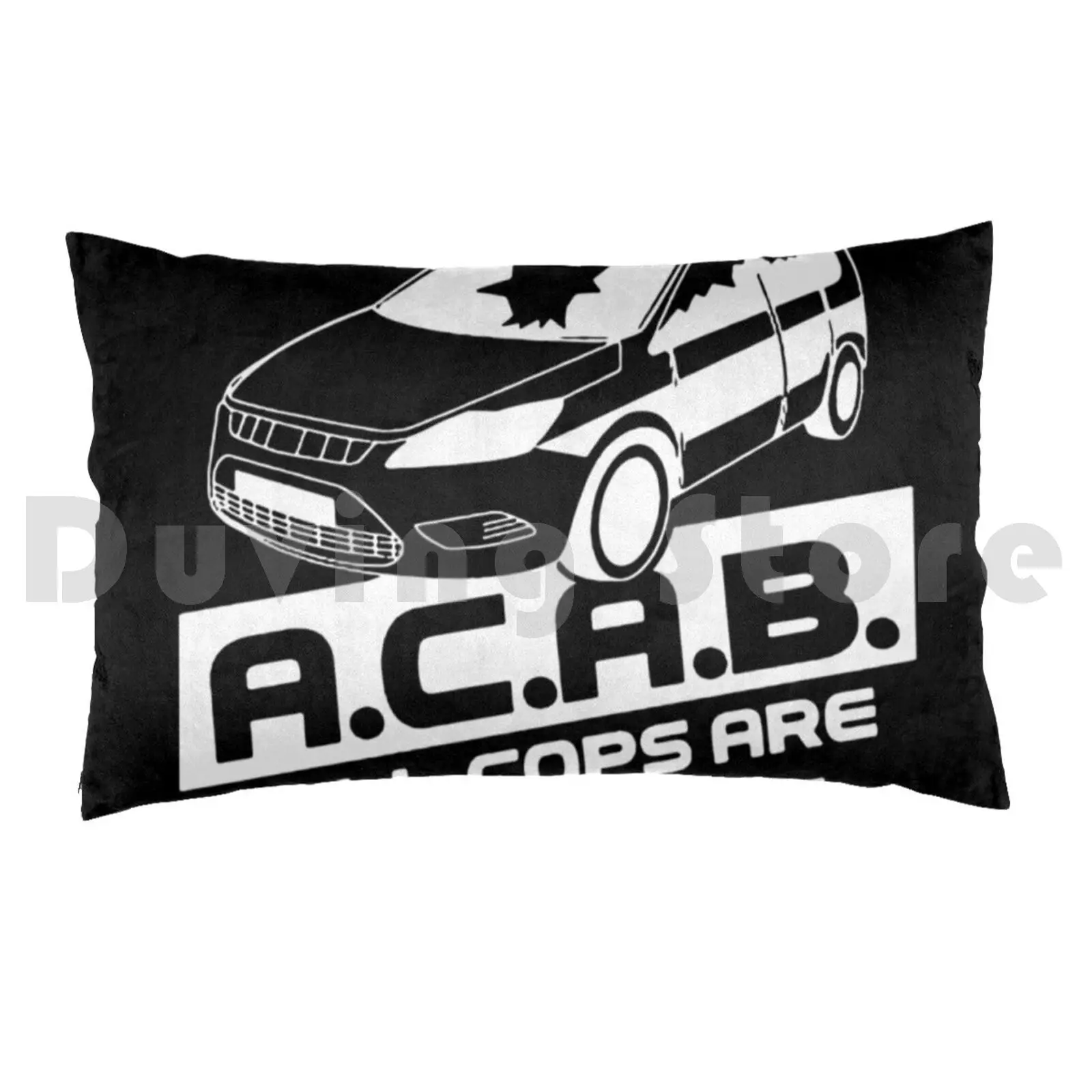 Acab Pillow case 2945 Black Black White George Acab Protestd Activism Protest Riots Black