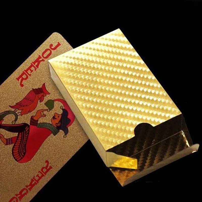 24K Gold Playing Cards Poker Game Deck Gold Foil Poker Set Plastic Card Waterproof Cards Magic Jugando A Las Cartas For Gift