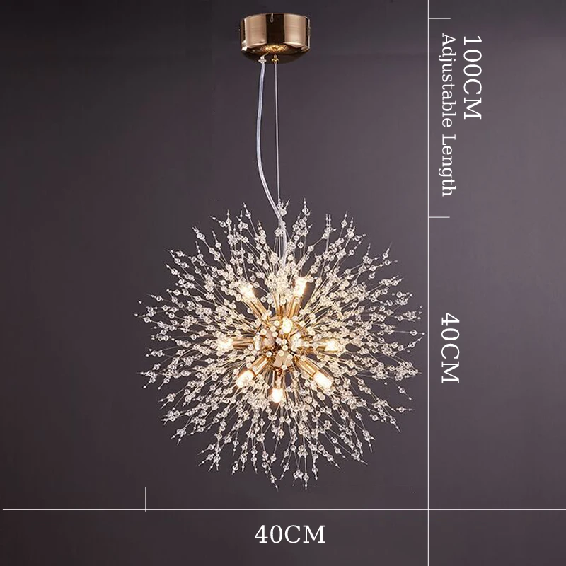 Crystal Dandelion Pendant Lamp Dining Table Home Decor Hanging Light Living Room Bedroom Restaurant Shop Droplight Chandelier