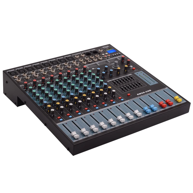 

Professional Audio Mixer 8Channels DJ Mixer Console With MP3, Bluetooth, DSP For Conference Meeting, Stage, Line Array Speaker