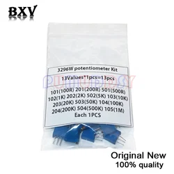 13Kinds*1PCS=13PCS 3296W Adjustable Potentiometer Kit Contains 100R 200R 500R 1K 2K 5K 10K 20K 50K 100K 200K 1M