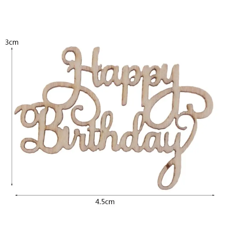 15Pcs Wooden Happy Bithday Table Scatter Vintage Rustic Party Decor Craft Scrapbook Decorations image 6