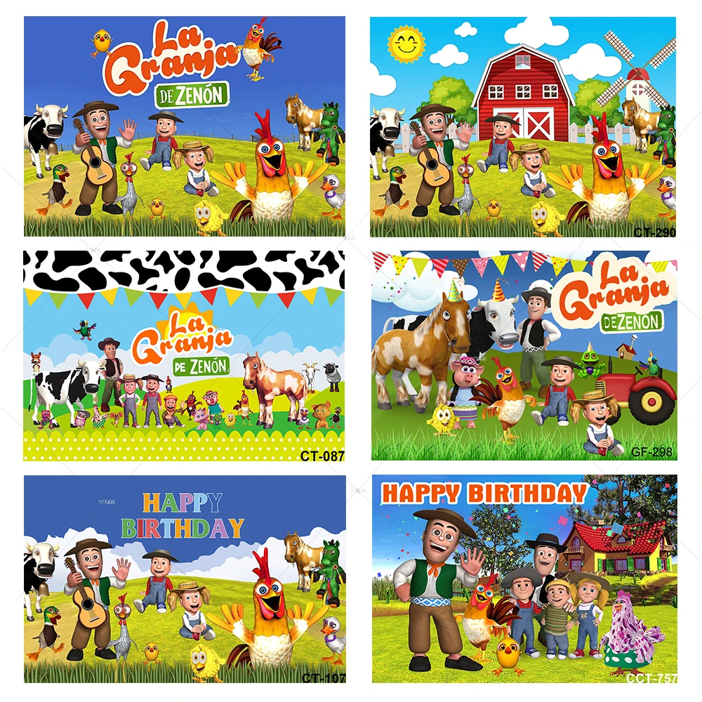 صور خلفية مخصصة العشب الأخضر مزرعة صور بوث الفينيل لا غرانيا دي زنون استوديو صور الاطفال 1st عيد ميلاد خلفية التصوير