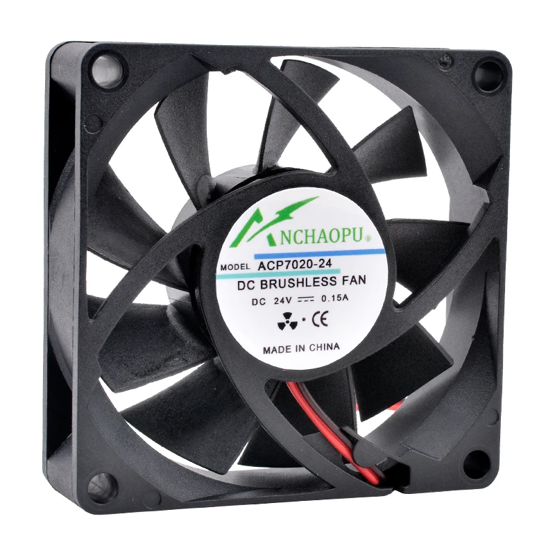 Ventilateur de refroidissement ACP7020, 7cm 70mm 70x70x20mm DC12V 24V 2pin pour alimentation CPU tos