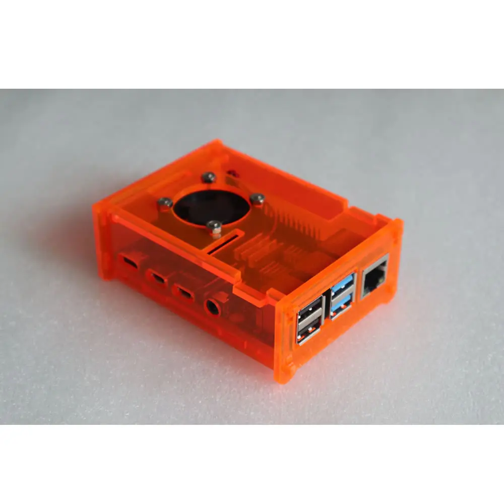 Arancione Acrilico Caso Box Box con Ventola di Raffreddamento per Raspberry Pi 4