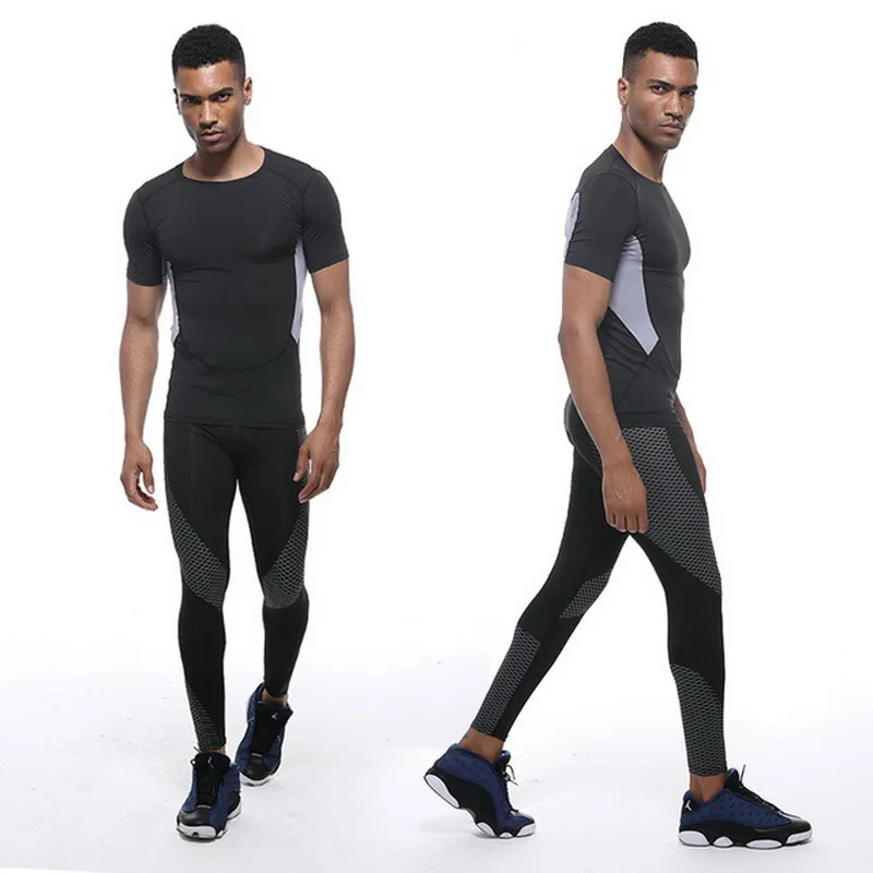 Calzamaglia a compressione sportiva da uomo pantaloni da corsa a strati di Base palestra Fitness Leggings da allenamento attivi pantaloni da