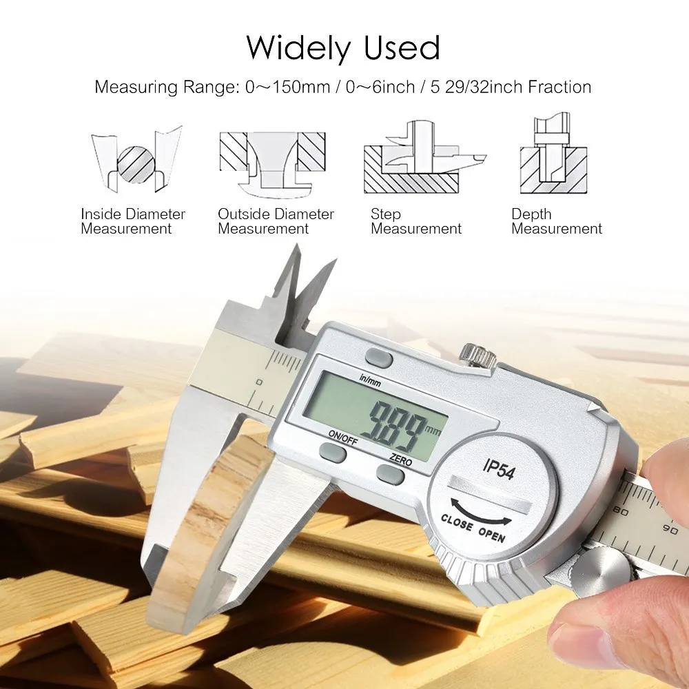 

Digital Stainless Steel Caliper mm/inch LCD Display Vernier Caliper IP54 Waterproof