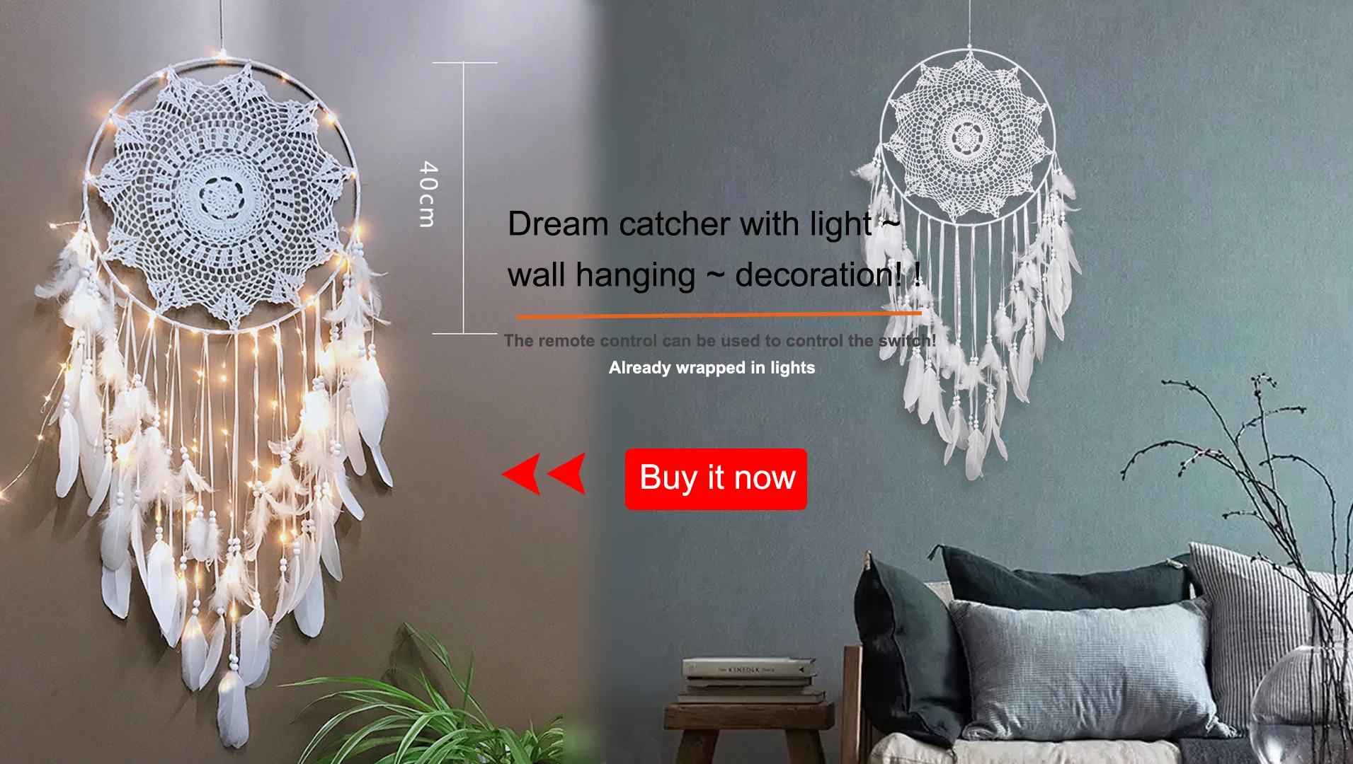 Big Dream Catcher Hanging/Light Decoration nordic Decoration Home Girls Room/Nursery/Kids Decor dreamcatcher Children Room New 5