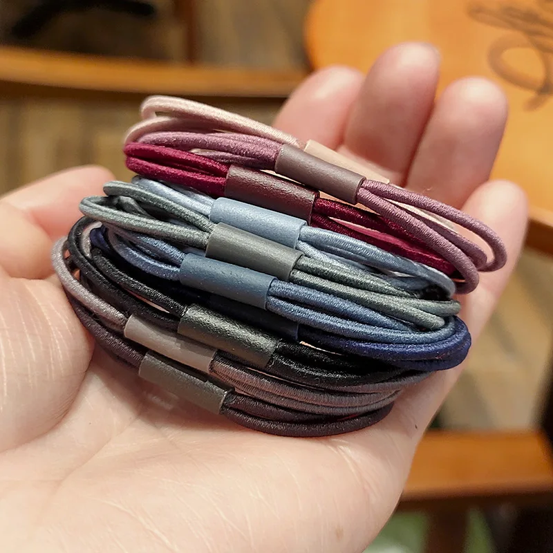 High Quality Three Line in One Multi-Color Hair Tie Rubber Band Cord Headdress  Elastic Hair Bands