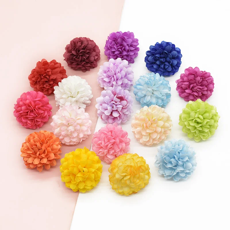 300pcs Artificial ball chrysanthemum heads Home decor Wrist flower Headwear Diy Wedding holiday supplies Scrapbooking Christmas