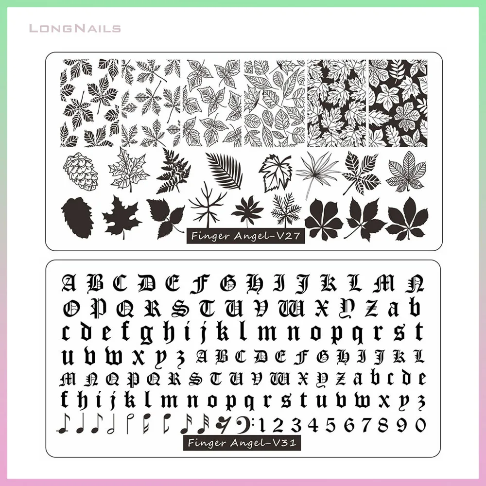 12*6cm WeddingText Gothic Letter Design Plate 0-9 Alphabet Leaf Stripe Mesh Template Printed Stencil Nail Stamping Plate TL24-98