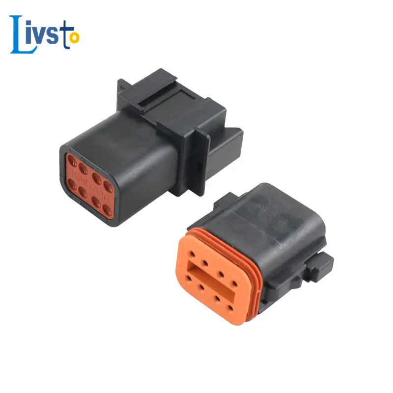 

10 Sets Deutsch DT 8Pin Way Black Auto Wire Connector Plug Enhanced Seal Waterproof Plastic Socket DT06-8S-E004 DT04-8P-E004