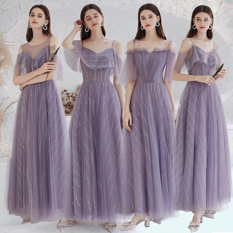 

Purple Sequins Cheongsam Flared Sleeves Qipao Backless Retro Celebrity Spaghetti Dresses Bandage Formal Party Vestidos