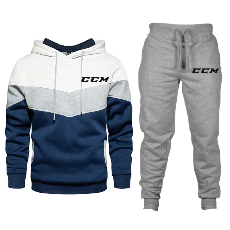 2022 CCM Tracksuit Men Sets Winter Hoodies Pants 2 Piece Set Running Hoody Mens Brand Sweatshirt Sport Joggers Sweatpants Suit