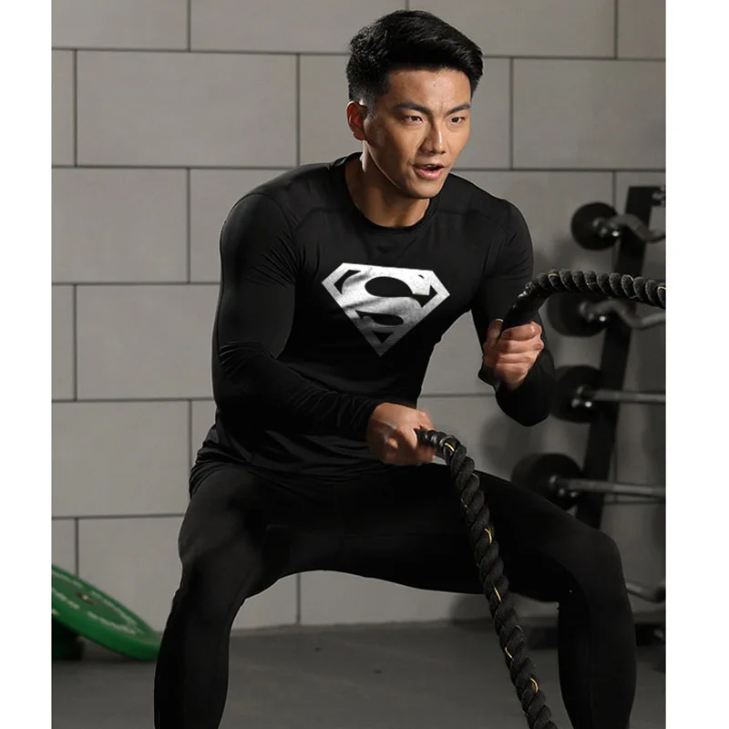 Men\'s Compression MMA Set Long Tight T-shirt Tracksuit Clothes Men Pants Workout Bodybuilding Rashguard Men Sports Suit