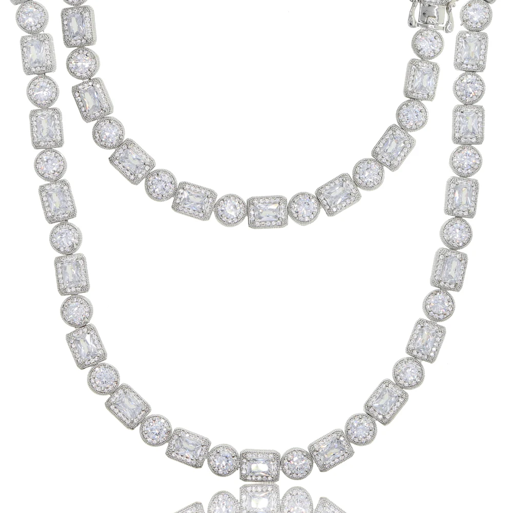 New design iced out bling cz cluster men boy chain 5A fashion cz cubic zirconia hiphop white yellow two tone rock men Necklace