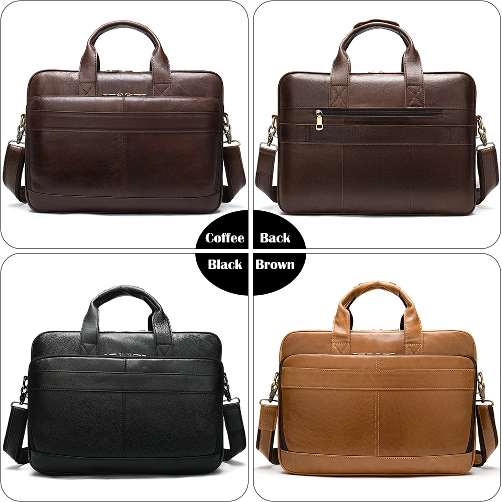 WESTAL Men\'s Leather Bag Office Messenger Briefcase Man Genuine Leather 15.6\