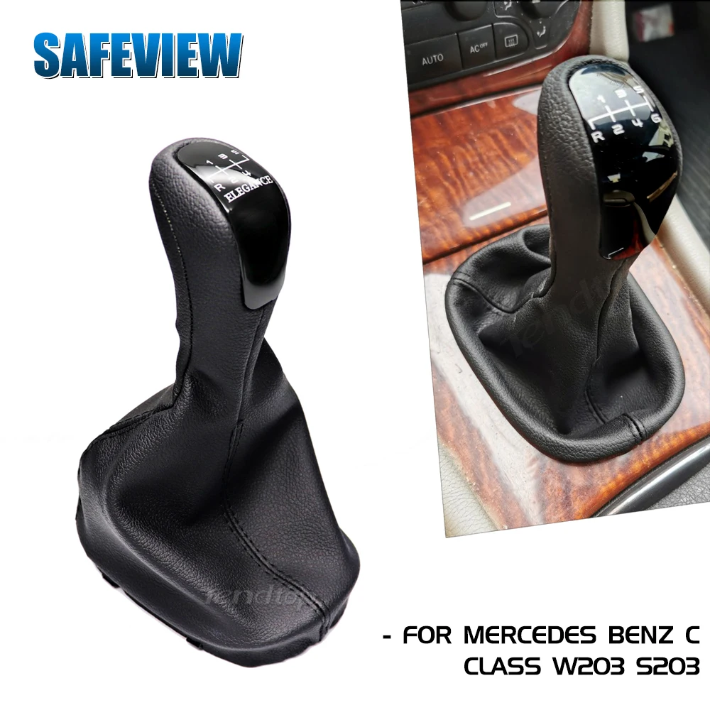 For Mercedes-Benz C Class W203 S203 Elegance Classic Car Lever Stick Gear Shift Knob Boot Case 5/6 Speed Handbrake Facelift