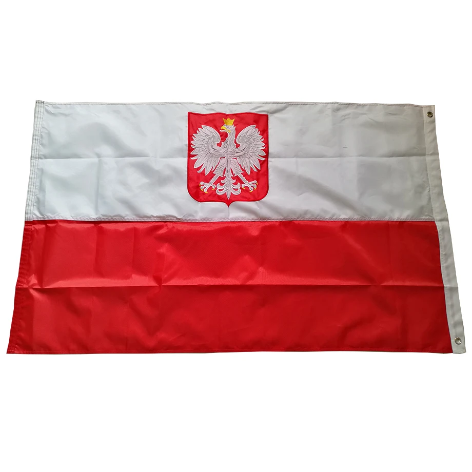 Double-sided Embroidered Sewn Poland Flag Polish National Flag World Country Banner Oxford Fabric 3x5ft 150x90cm