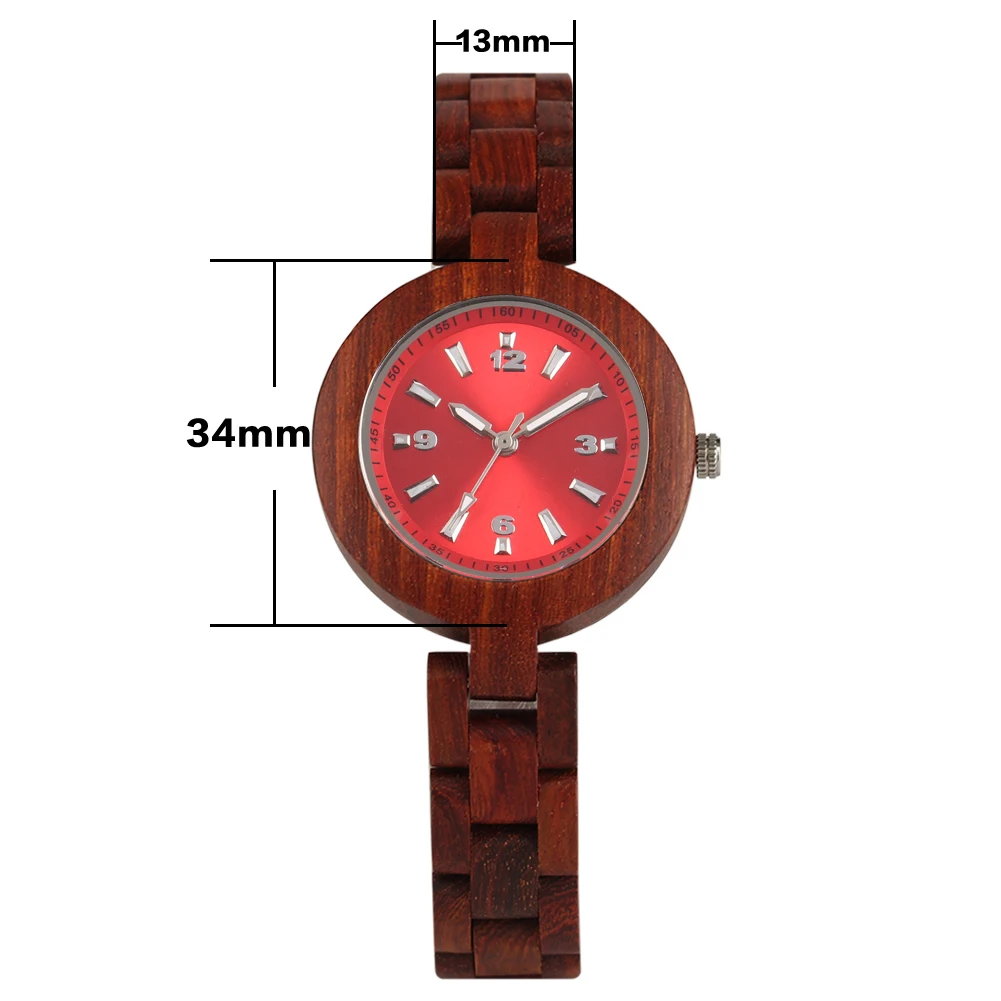 Frauen Uhren Rot Braun Farbe Full Holz Elegante Kleine Zifferblatt Dame Armbanduhr Holz Strap Luxus Marke Uhr Geschenk