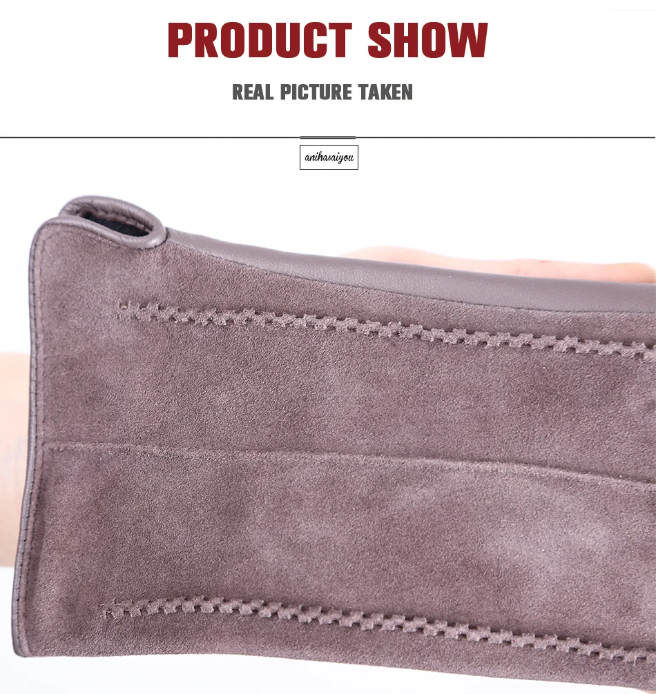 Good Quality Touch Gloves Color Winter Women's Leather Gloves Genuine Suede 50% Genuine Leather 50% Women's Gloves -2007