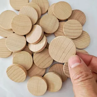 50PCS 10MM Unfinished Wooden Round Blank Disc Pieces Circles Cutout DIY Wood Piece for Art Crafts Project Party Decorations