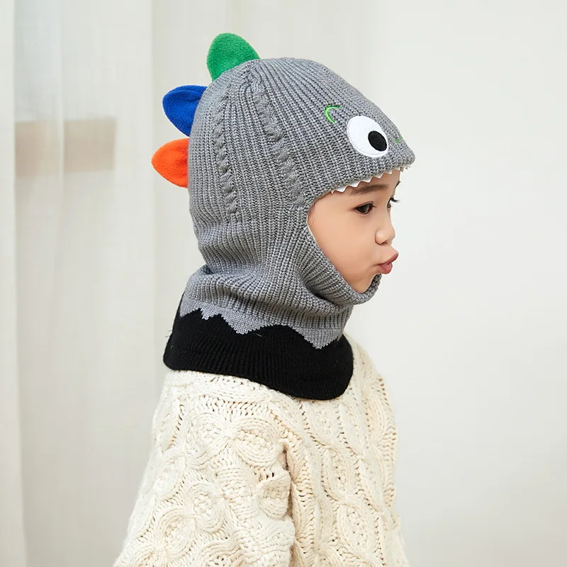 Doitbest 2 to 6 years old Boy girl Beanie Protect neck Cartoon animal Windproof Winter Child knit hat kids girl\'s Earflap Caps