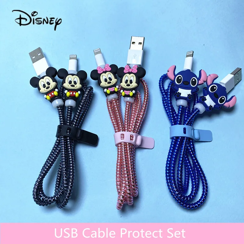 Cartoon Disney Cable Winder Set USB Charger Cable Protector For Apple IPhone For Samsung Xiaomi Huawei Cable Protect Decoration