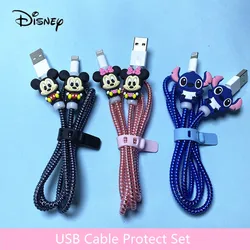 Juego de enrollador de Cable de Disney de dibujos animados, Protector de Cable de cargador USB para Apple, IPhone, Samsung, Xiaomi, Huawei, decoración de protección de Cable