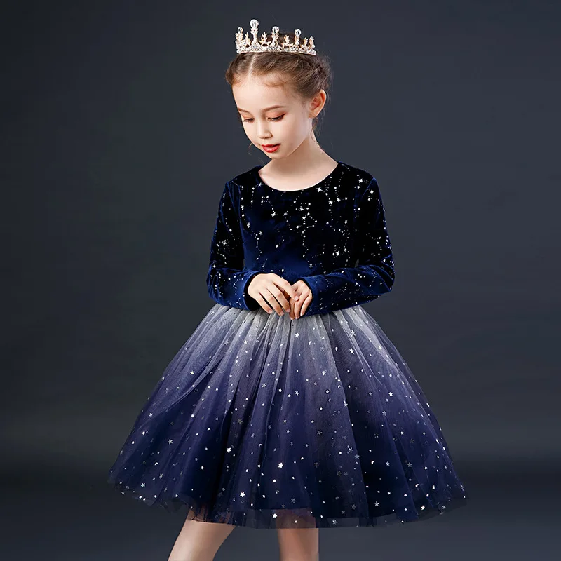 MudiPanda Christmas Clothes Highend Elegant Girls Dresses For Party And Wedding Long Sleeve Princess Dresses Toddler Star Dress