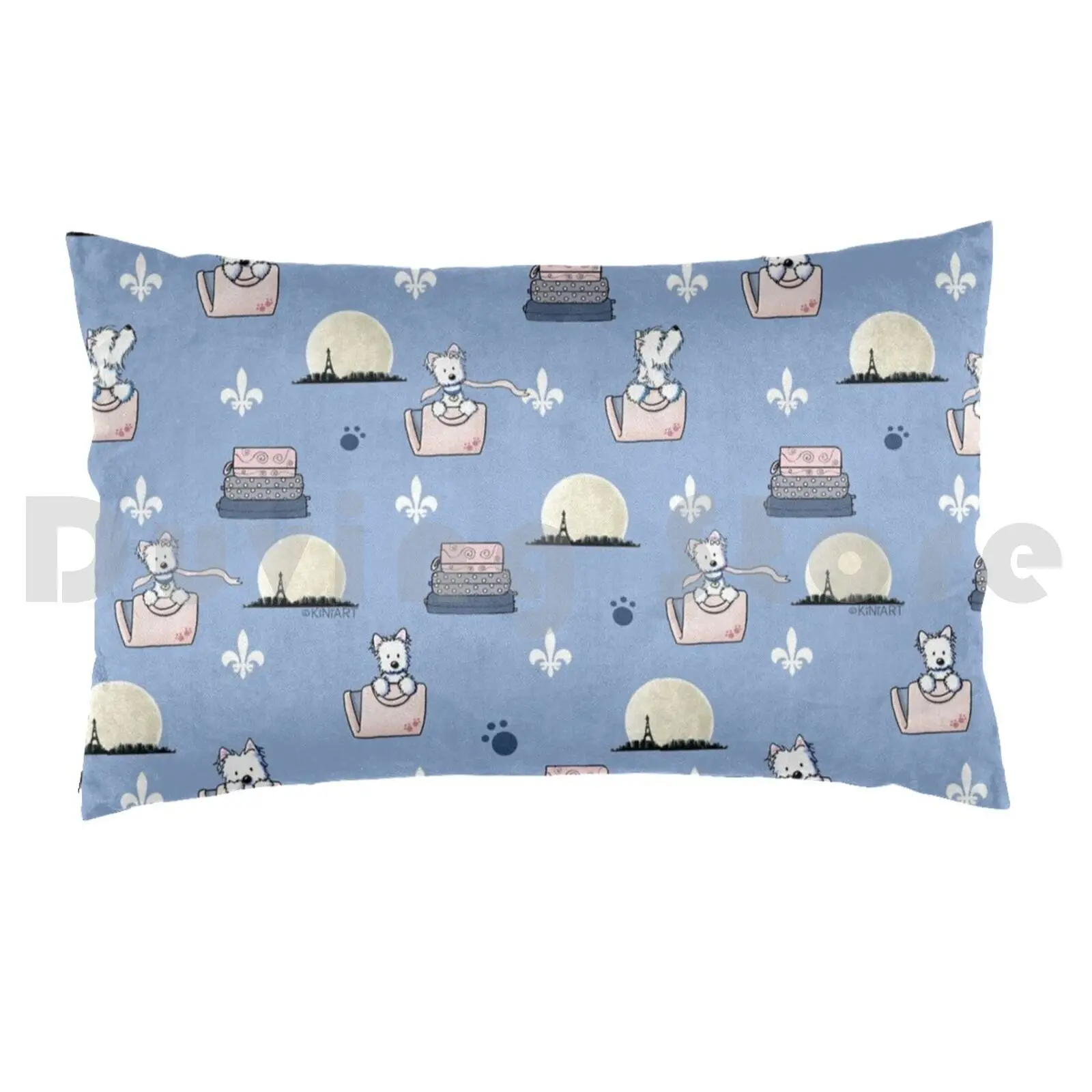 Kiniart Westies In Paris Pillow Case 20*30 Inch Westie Westies Westie Terrier West Highland Terrier West Highland