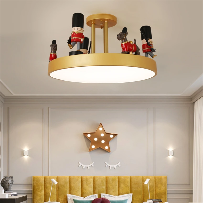 Nordic Cartoon Soldier Children's Room Ceiling Lights Boy Bedroom LED Eye Protection Lighting Study Kindergarten Ceiling Lamps