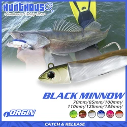 Hunthouse Small Black Minnow 70mm 7g 85mm 12g Soft Lure Easy Shiner Sea Fishing Lures Fake Bait Bass Pike Fishing Leurre Souple