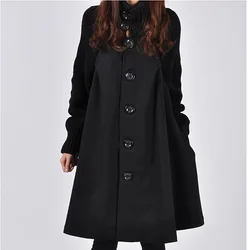 Manteau long ample en laine pour femme, coupe-vent, grande taille, automne, hiver, nouveau, 2022