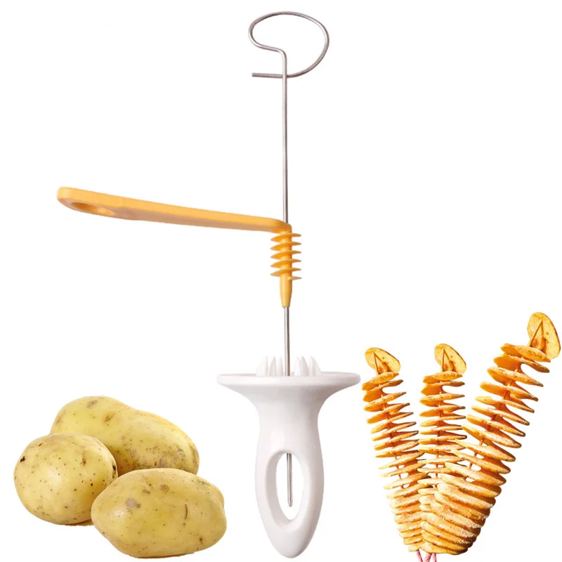 

1Set Rotate Potato Slicer Stainless Steel +Plastic Twisted Potato Slice Cutter Spiral Manual Cut Potato Tool cozinha utensilios