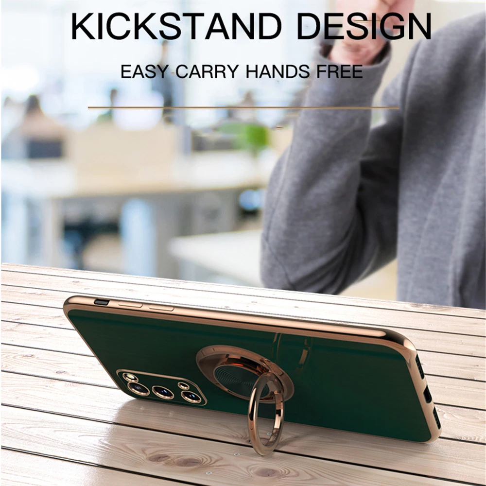 Custodia per telefono con anello di attrazione magnetica placcatura di lusso per Samsung S21 S22 Ultra Note 20 Ultra S20 FE ZFlip3 cover morbida con supporto
