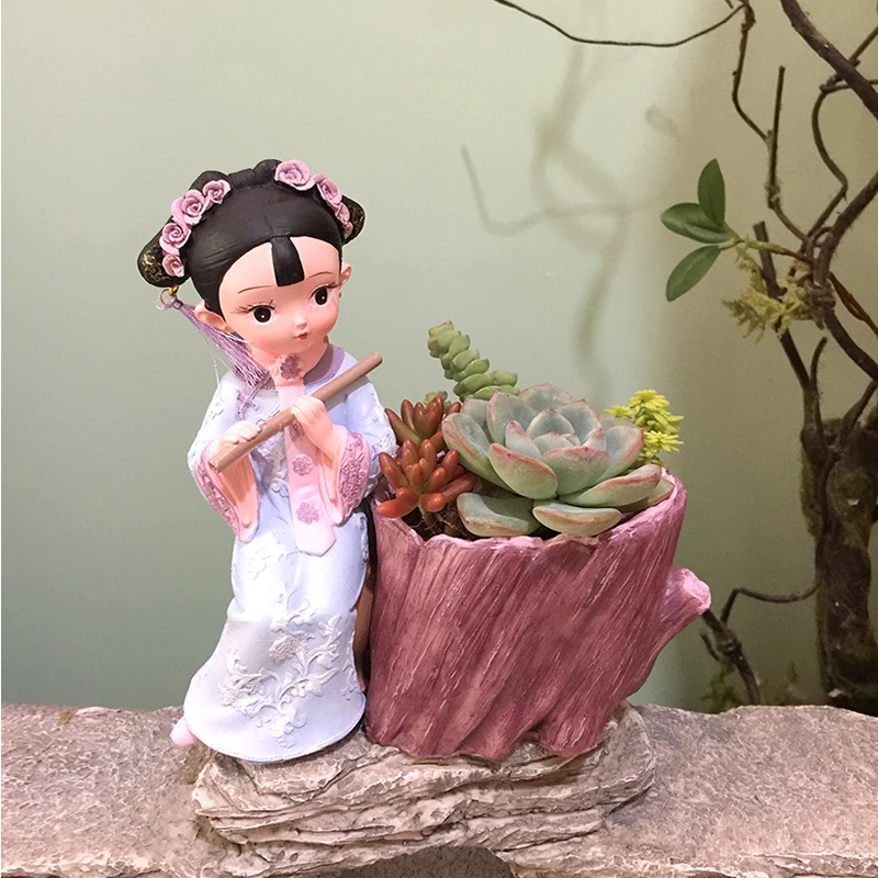 Humanoid Doll Toy Lovely Traditional Chinese Handicraft Antique Plant Flowerpot Creativity Tabletop Decoration Baby Gift Boy