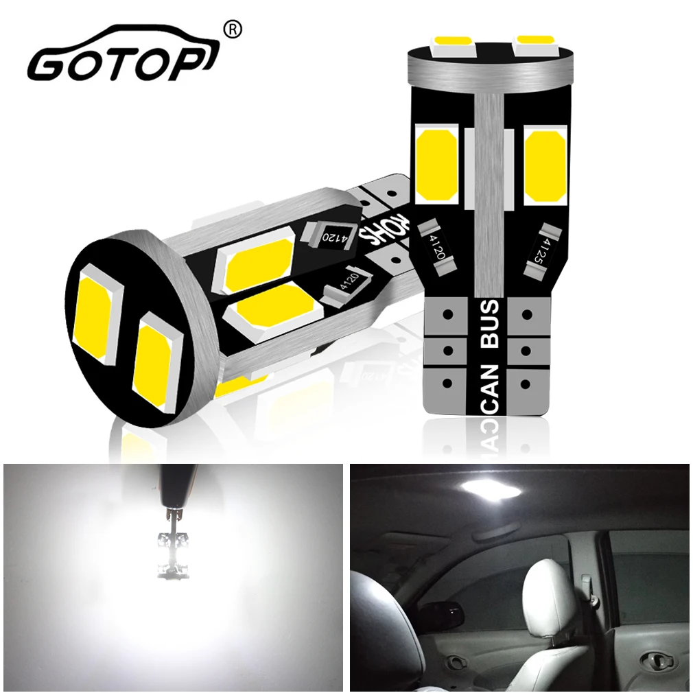 

2pcs W5W T10 LED Bulbs Canbus 5630 10SMD 6000K 194 168 LED Car Interior Map Dome Lights Parking Light Auto Signal Lamp DC 12V