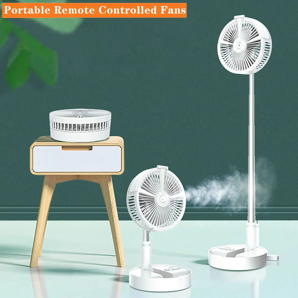 

Portable Remote Controlled Fans cooling Folding Spray humidification lighting 7200mah battery Air conditioner Appliances USB fan