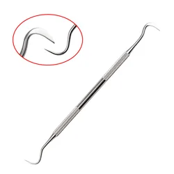 Removedor de sarro curvo de doble punta para dentista, herramienta de limpieza Dental, raspador de acero inoxidable, removedor de placa de cálculo