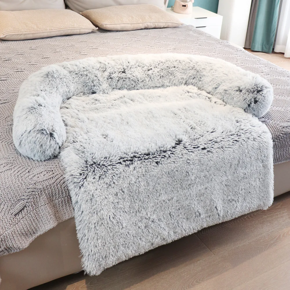 

Winter Dog Bed for Small Large Dogs Cushion Cat Sofa Bed Mat Non-Slip Oxford Bottom Warm Long Plush Dog House Pets Accessories