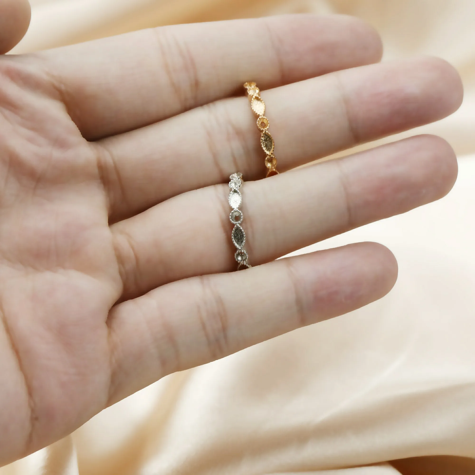 1Pcs Keepsake Mother Milk Resin Ring Settings Solid 925 Sterling Silver Rose Gold Plated  2x4MM Marquise 2mm Round 1294220