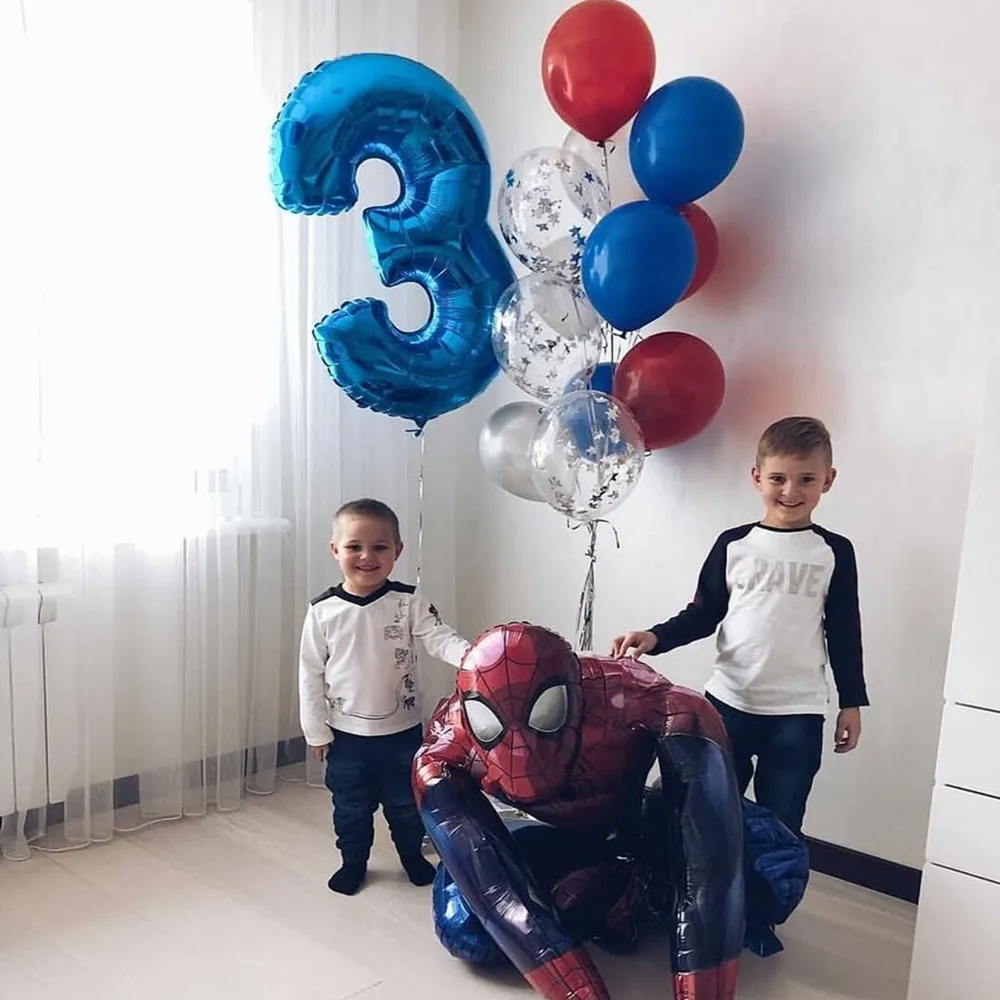 Globos de papel de aluminio 3D grandes para fiesta de cumpleaños, decoraciones de dibujos animados para niños, suministros para Baby Shower, Spiderman, Iron Man, Hero