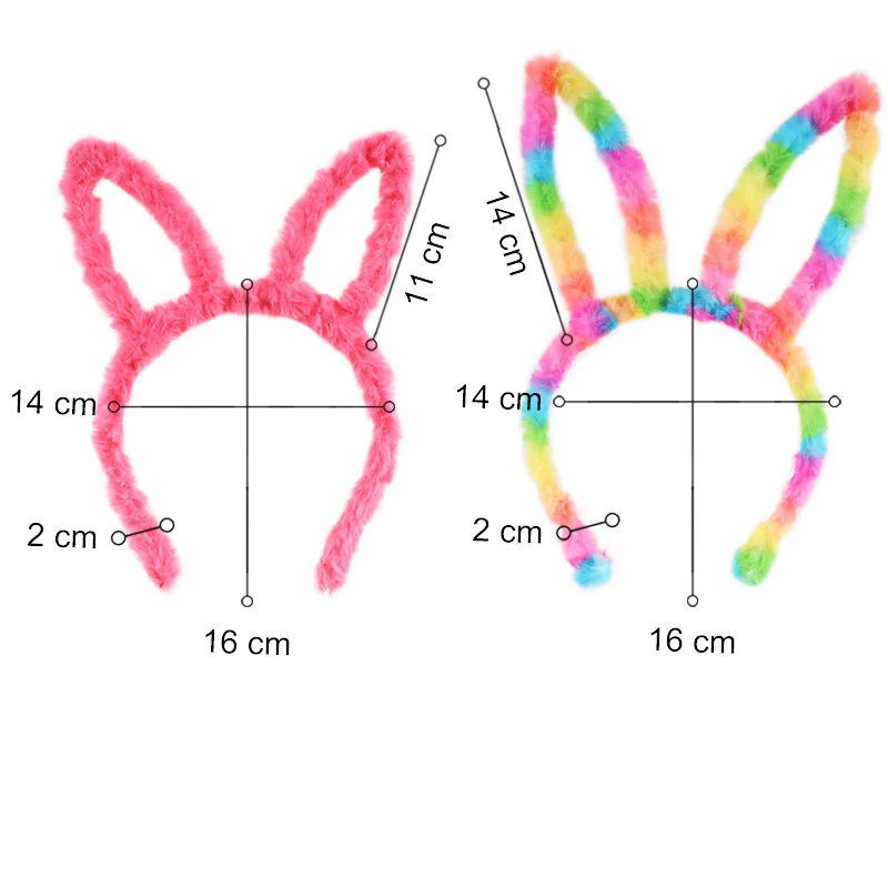 Cute Fluffy Rabbit Ears Hairbands For Women Headdress Solid Color Headband Hair Hoop Anime Cosplay Hair Band Hair Accessories