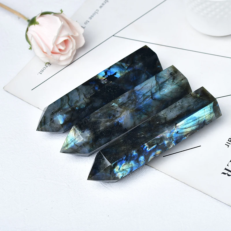 

Big Size Natural Crystal Point Labradorite Healing Stone Obelisk Quartz Wand Tower Ornament for Home Decor Energy Stone