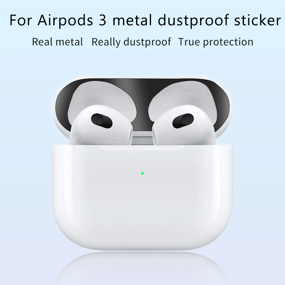 For Airpods Pro 2 Gen 2022 Sticker Earphone Case Metal Dustproof Scratch Resistant Sticker Cover For Airpods 3 3rd 2nd Pro USB C