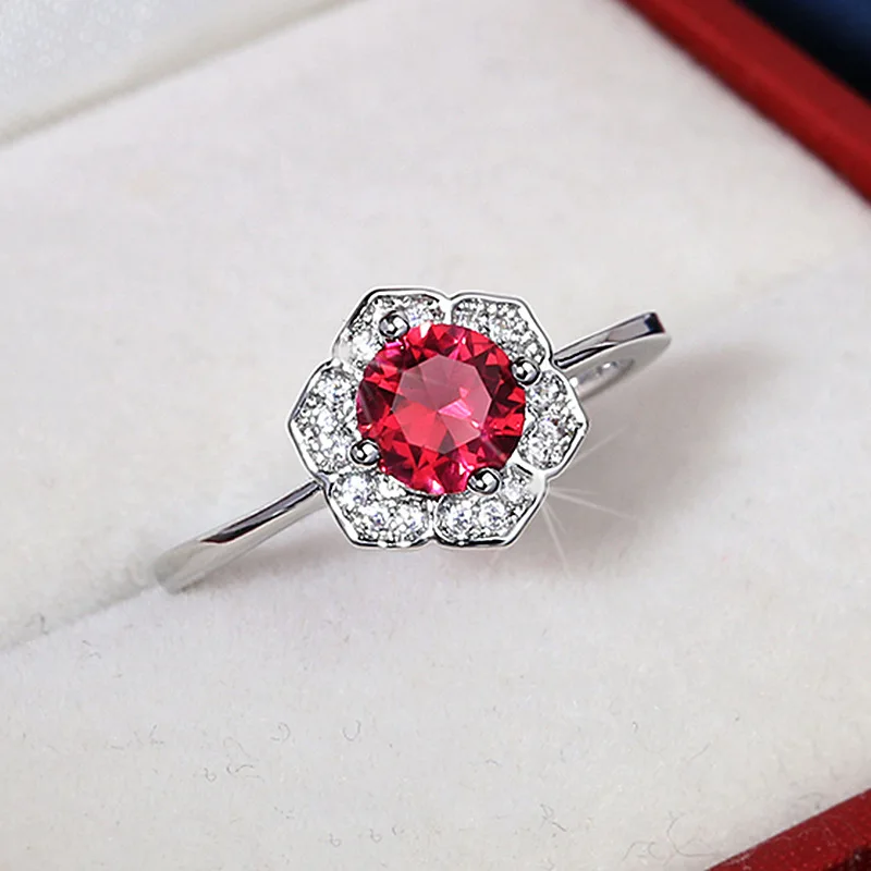 Retro Rings 925 Silver Jewelry Charm Ruby Zircon Gemstones Finger Ring for Women Wedding Engagement Party Accessories Wholesale