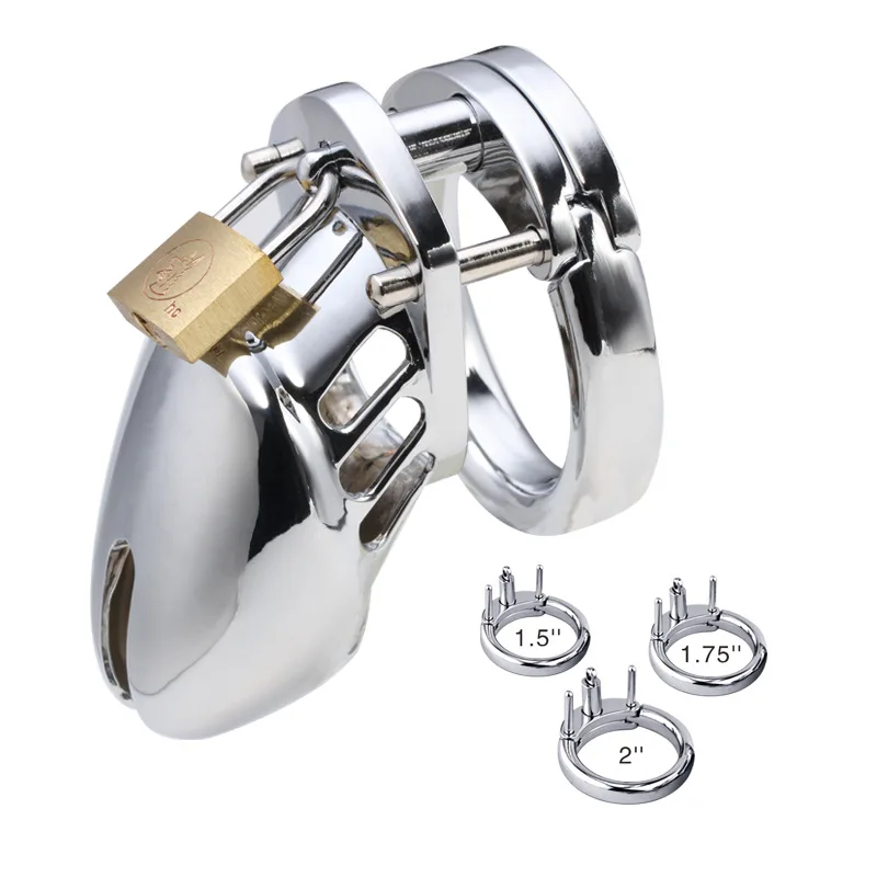 40/45/50mm Bird Cage Stainless Steel Padlock Chastity Device metal cock BDSM bondage penis ring lock restraint male sex toys Man