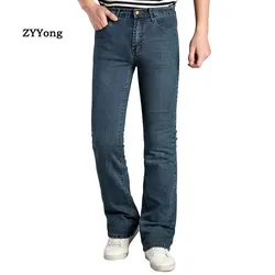 2021 Autumn Flared Jeans Men Bootcut Denim Pants Casual Slim Boot Cut  Elastic And Comfortable Blue Trousers Size 36